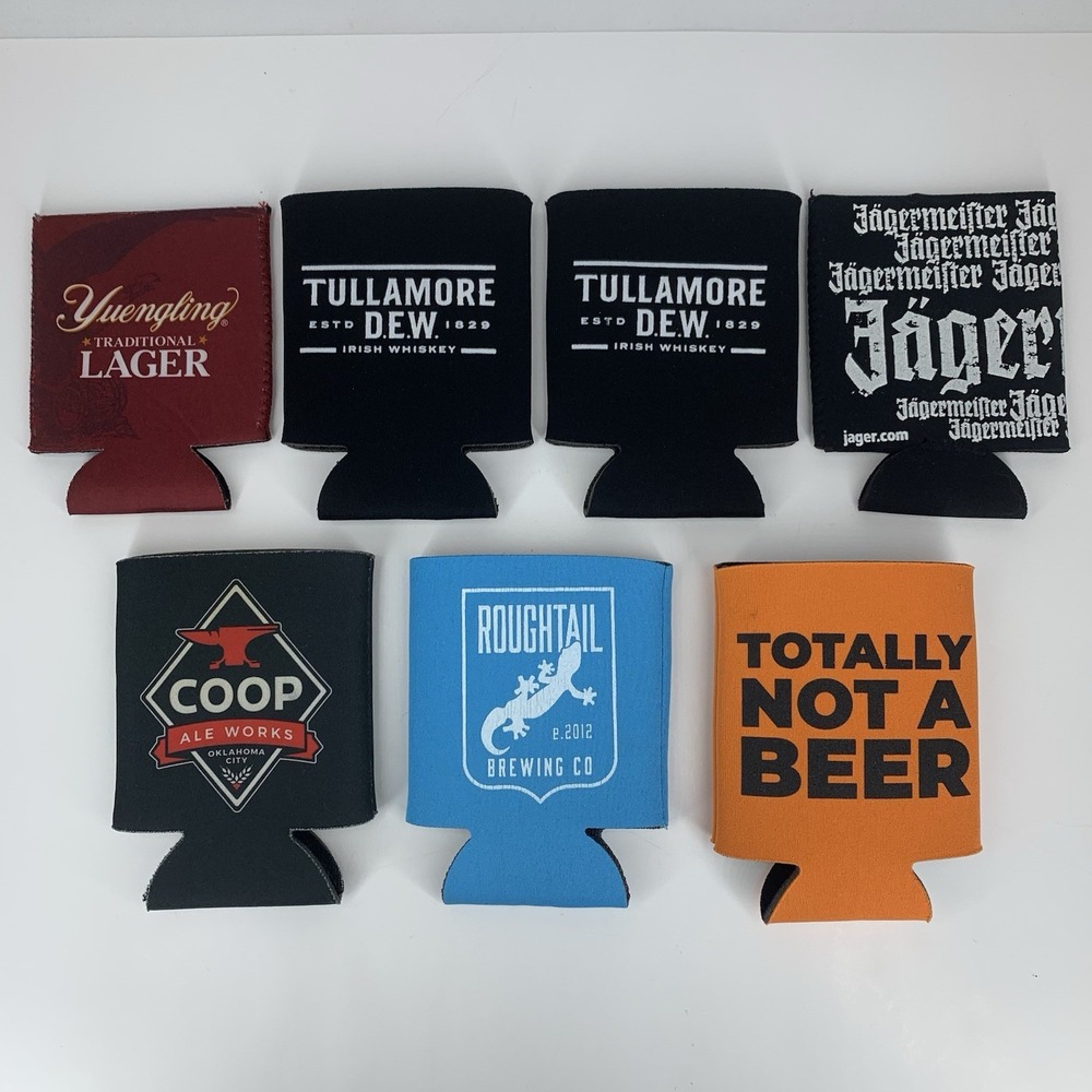 Lot of 7 Various Insulated Can Sleeve Koozies COOP OKC Roughtail Brewing Beer